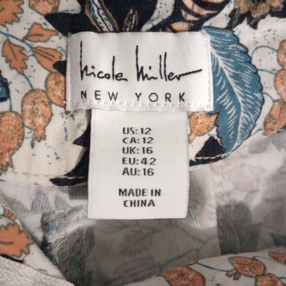 Nicole Miller Womens Floral Print Pants Wide Leg Size 12 Autumn Fall Leaves - Picture 4 of 4